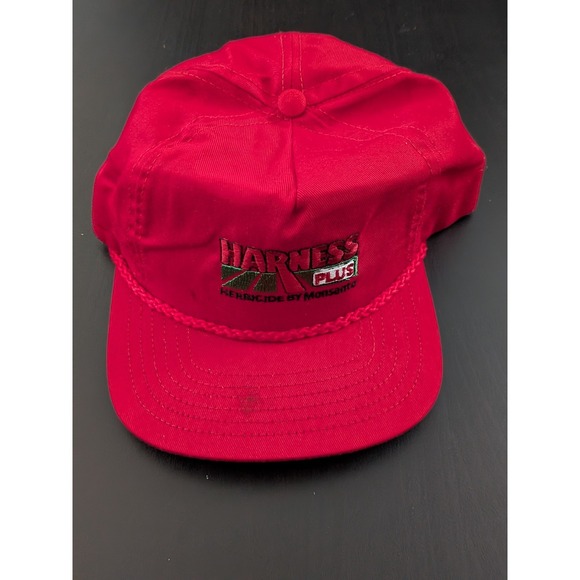 Vintage Harness Herbicide Monsanto Snapback Hat USA Made Trucker Red